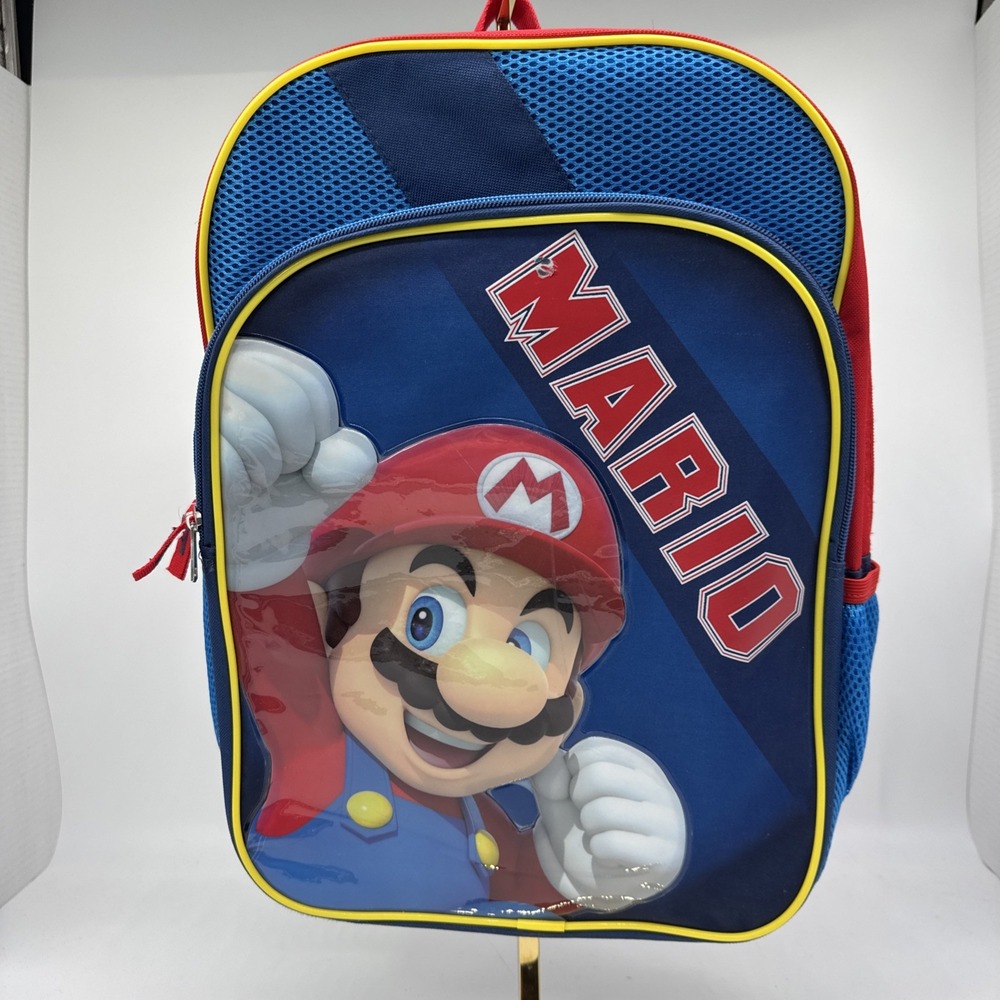 Super Mario 17" Backpack‎ With Laptop Sleeve Book Bag Nintendo Zippered School
